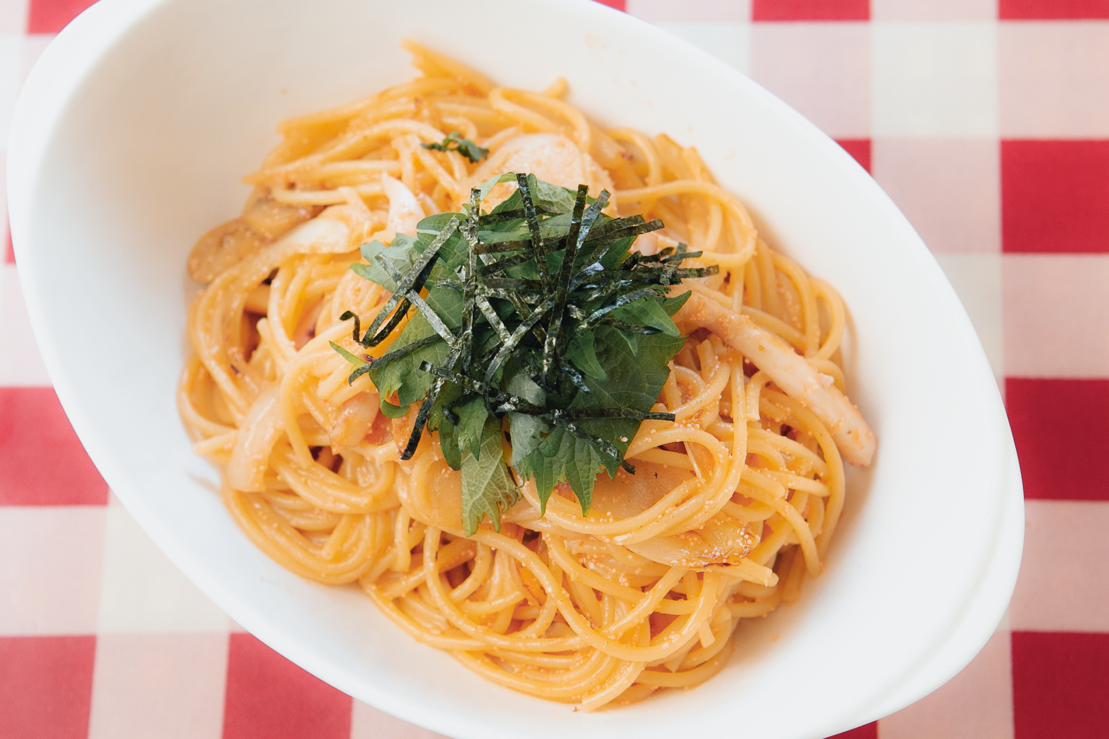 喫茶・洋食ふらいぱんの明太子と青じそのパスタ